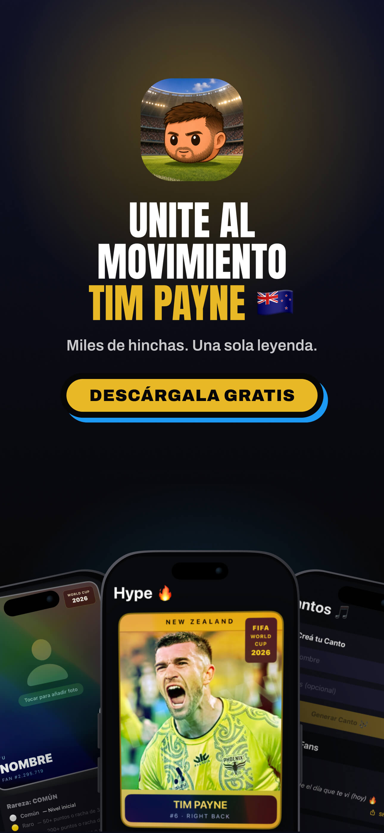 Pantalla de la app